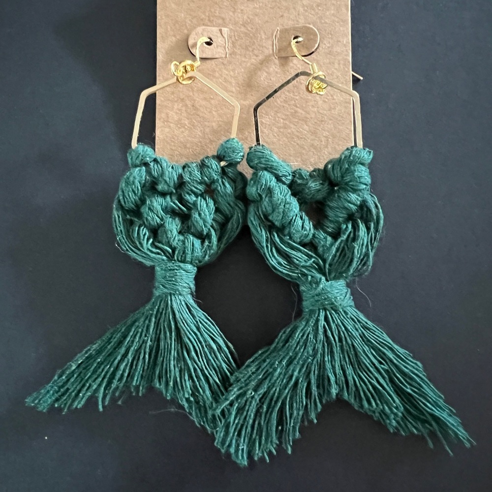 Custom handmade macramé mermaid earrings